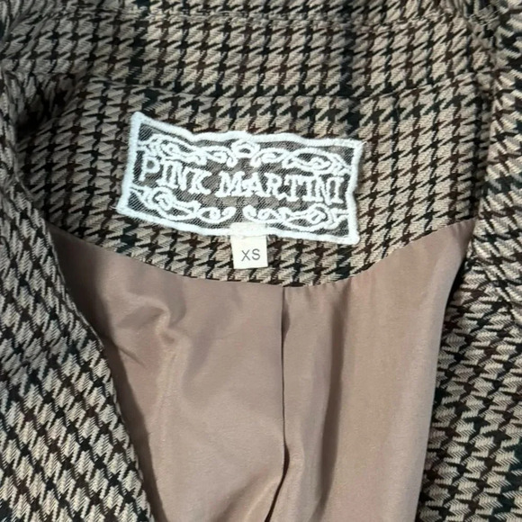 EUC Pink Martini Houndstooth Trench coat XS with belt - Picture 6 of 8